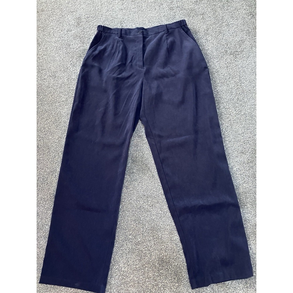 Coldwater Creek‎ Women's Navy Blue Faux "Suede Feel" Wide Leg Dress Pants Sz 16